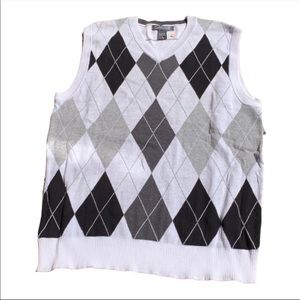 Method Argyle V-neck Sweater Vest Winter Black, White, Gray, Size XL